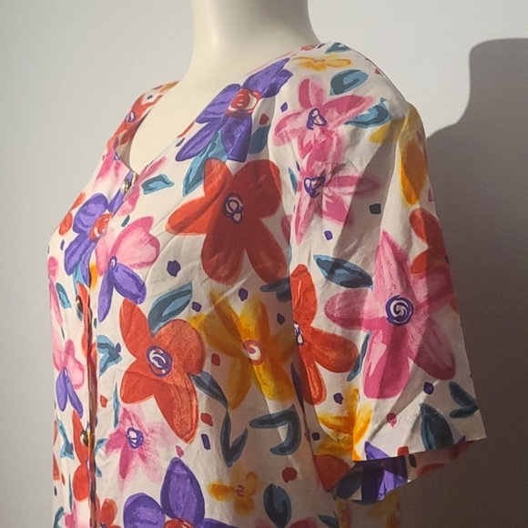Vintage 100% silk tunic floral dress - Picture 4 of 12